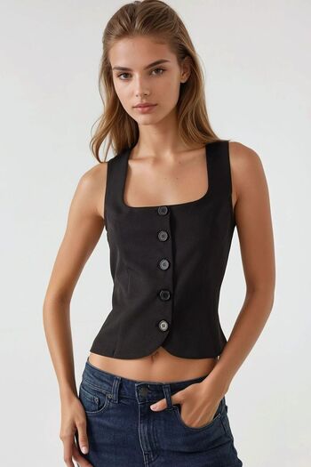 Hiccup Slim Fit Square Neck Vest