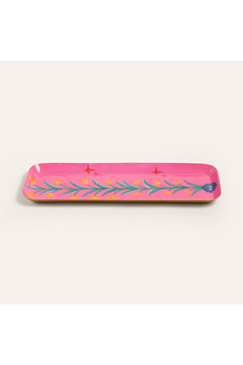 Zsa Zsa Zsu Nanpur Metal Dekoratif Tepsi 42x15x2 Cm Pembe