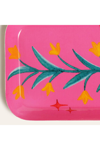 Zsa Zsa Zsu Nanpur Metal Dekoratif Tepsi 42x15x2 Cm Pembe