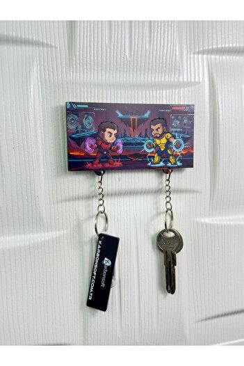karbonsoft Dreadpull & Wolrane Themed Wooden Couple Keychain