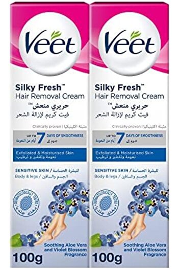 Veet Silky Fresh Hair Removal Cream for Sensitive Skin, Body and Legs, with Soothing Aloe Vera and V