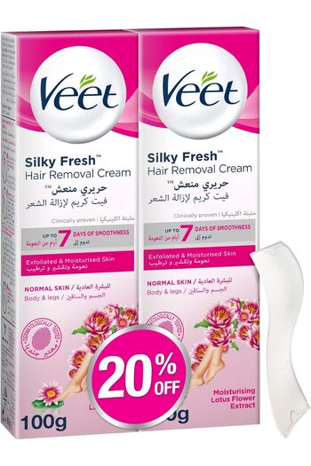 Veet Silky Fresh Hair Removal Cream for Normal Skin, 100g (Pack of 2)