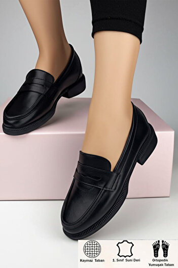 CEYDA SHOES Черни класически дамски мокасини, неплъзгаща се подметка, дамски обувки на висок ток