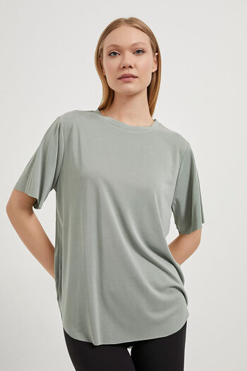 Arma Life Women's Crew Neck Modal Casual Khaki Basic T-Shirt