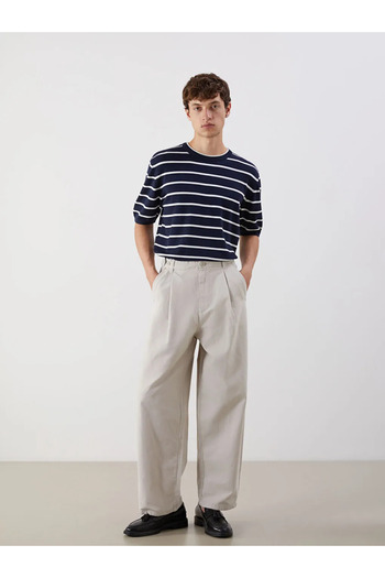 LC Waikiki Xside Beige Standard Fit Gabardine Men's Pleated Pants