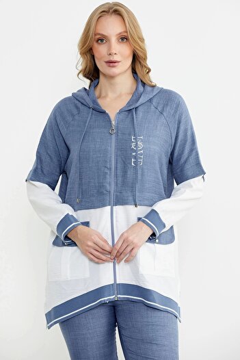 Sementa Blue Block Color Transition Women's Tunic Tracksuit Set