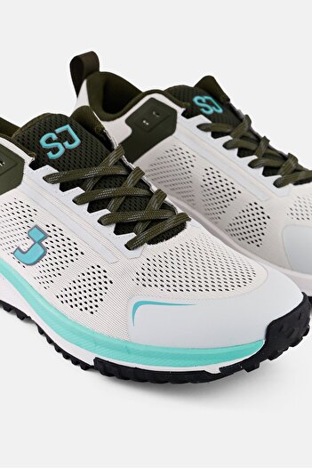 SJ Men Textile Upper Lace Up Running Shoes, White