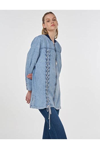 Kayra Lace Detailed Lyocell Jacket Towel Wash