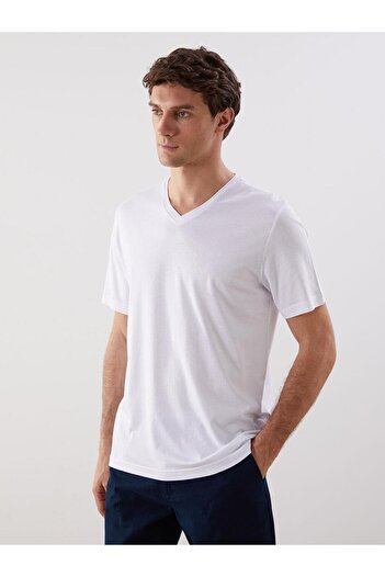 LC Waikiki Ανδρικό T-Shirt LCW με λαιμόκοψη V χτενισμένο βαμβακερό