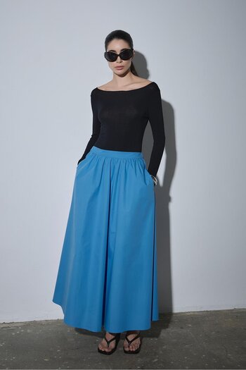 Suud Collection Blue Lara Flared Skirt