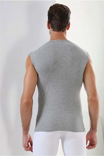Gutiero Arma Premium 100% Cotton 3-Piece Round Collar Sleeveless Men's Gray Undershirt