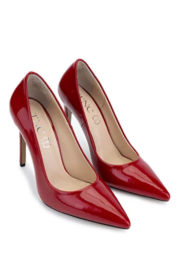 Tamer Tanca Women's Genuine Leather Red Patent Leather Heeled Shoes