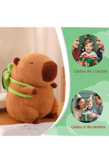victiny Capybara Plush Toy with Detachable Turtle Backpack, 30 cm, Brown