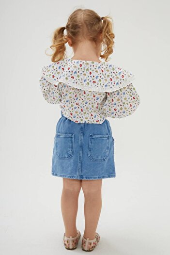 noliva bebek ve çocuk Eid Girl's Denim Skirt Suit