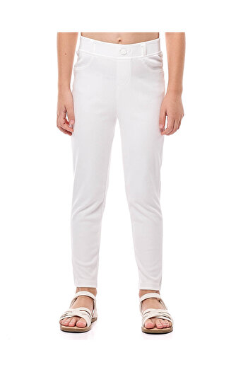 R&B Solid Skinny Fit Pants with Elastic Waist