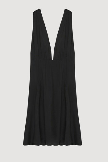 Quzu Women's Back Detailed Flounced Mini Dress