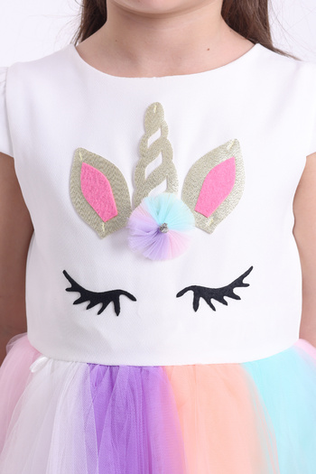 Ahenk Baby Kids Kız Çocuk Unicorn Elbise Doğum Günü Düğün Party Özel Gün