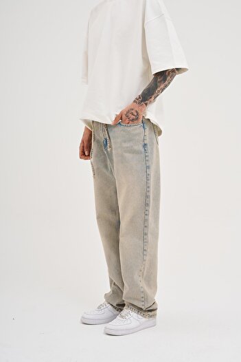 Machinist Men's Oversize Baggy Washed Ice Gray Jean