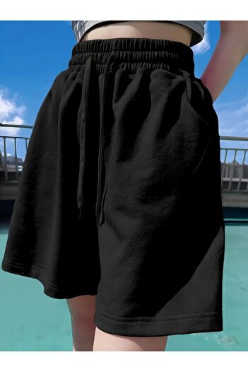 LASVES Women's Black Comfortable Shorts