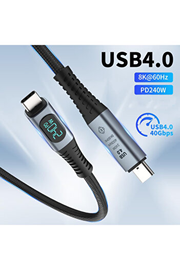 Daytona ZR850 LED 240W USB 4.0 40GBPS 8k Thunderbolt Görüntü Aktarım ve Hızlı Şarj Kablosu 1 Metre