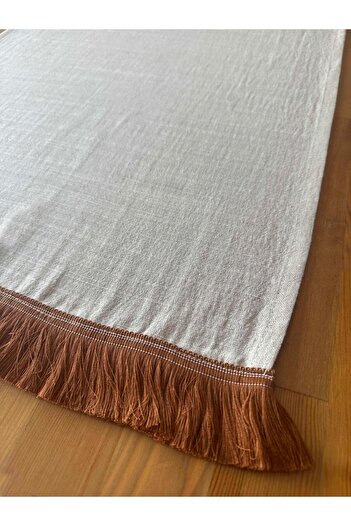 Markaev Lite Brown Fringe Detailed Runner 50X140