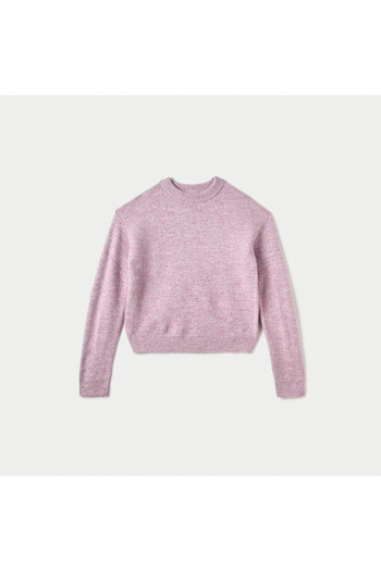 Juniors Textured Sweater With Long Sleeves And Crew Neck
