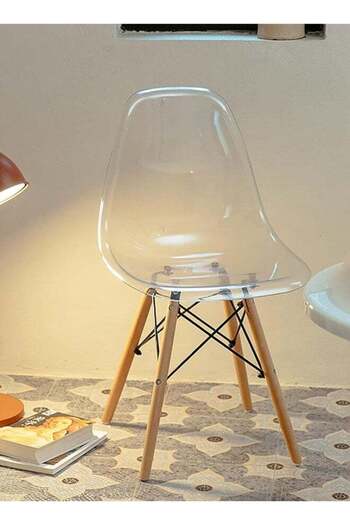 Taimi Modern Style Plastic Dining Chair Mid Century Modern DSW Chair, Shell Lounge ,Clear