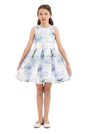 Pamina Rochie florală pentru fete, - Elegantă, cu bolero, albastră, 33248 - 140 cm, Albastră