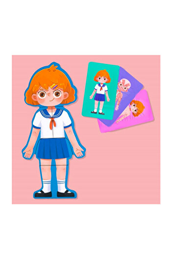 OEM Puzzle educativ din lemn, corpul uman in limba romana, fetita, SARALMA®