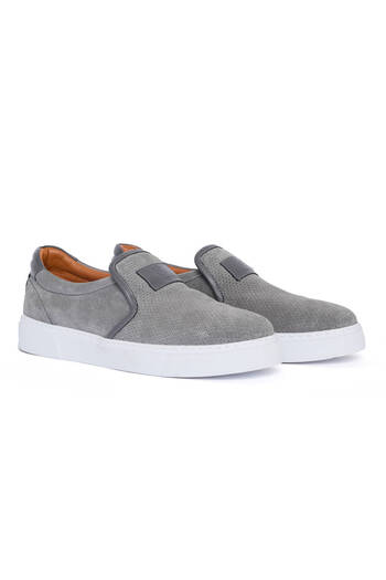 Hemington Handmade Suede Leather Light Gray Sneakers