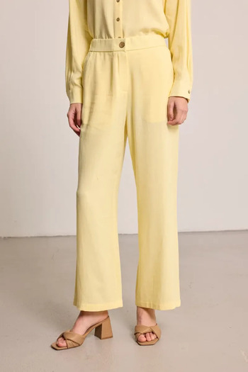 Gusto Wide Leg Linen Trousers - Yellow