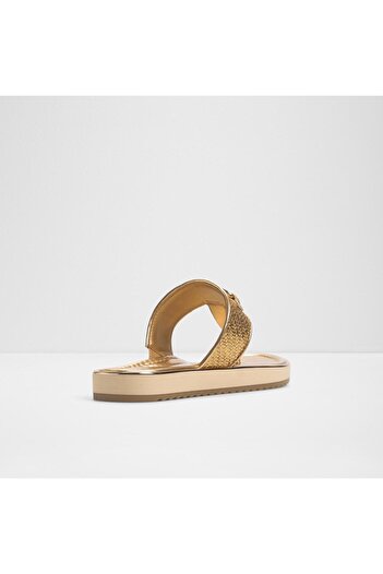Aldo Lajolla - Women's Faux Leather Gold Flat Slippers