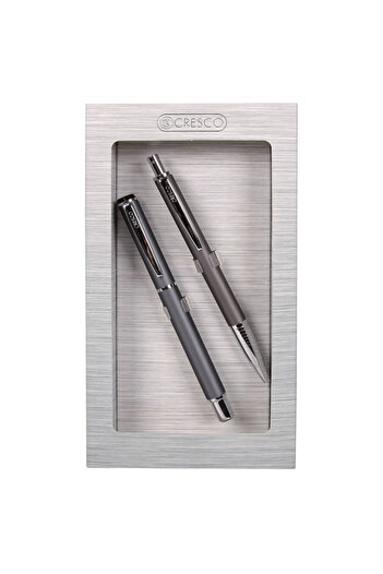 CRESCO Set Cadou Stilou Pix Winner 880059, Corp Metalic Gri Pastel Clips Argintiu