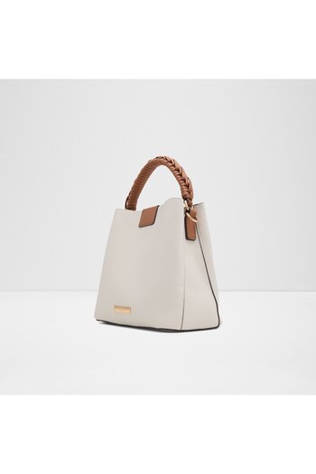 Aldo Rebekia - Women's Faux Leather Beige Top Zipper Closure Medium Size Bucket Shaped Bag
