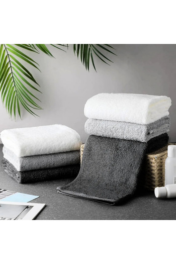 KAYABEY HOME Set of 6 Hand & Face Towels (30×30 cm) 100% Cotton – Soft & Fast Drying Mini Towel