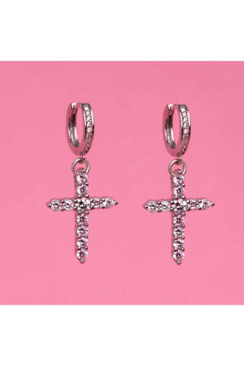 ohmygod jewelry 925 Silver Silver Cross Earrings – Cross Myheart