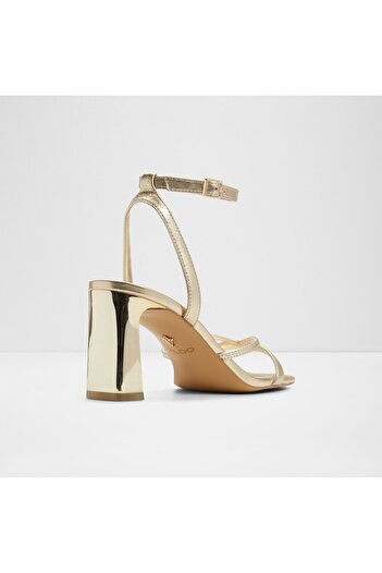 Aldo Stellare - Women's Genuine Leather Gold Block Heeled Sandals
