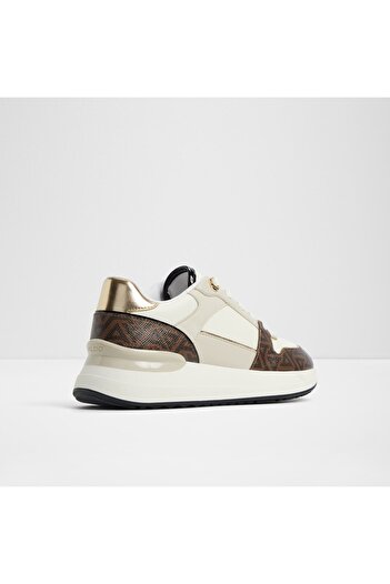 Aldo Gumtree - Women's Faux Leather White Multi Flat Lace-Up Modern Design Sneakers