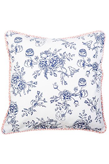 Clayre & Eef Cotton pillowcase Blue Flowers 40 cm x 40 cm