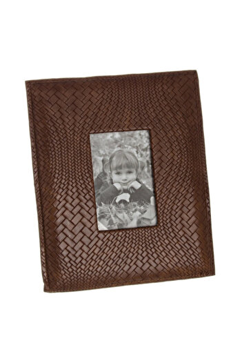 Bizzotto Table Photo Frame in Brown Eco-Leather 25 cm x 1.5 cm x 29.5 h