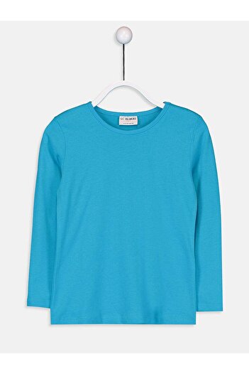 LC Waikiki Tricou pentru fete cu mânecă lungă de bază cu gât rotund (0S)