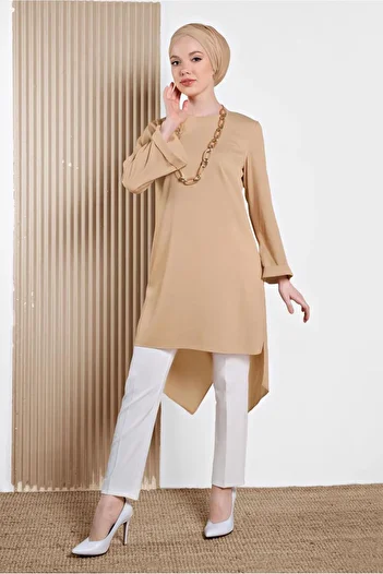 Alvina 4413 Model Asymmetrical Cut Loose Tunic