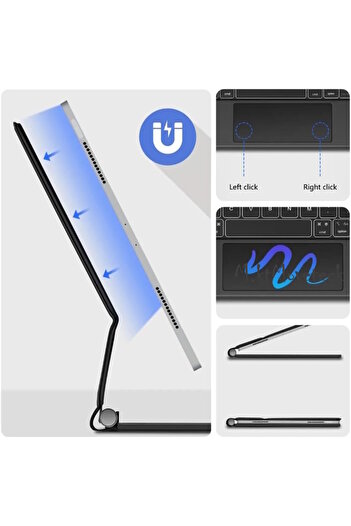 Yesido Apple İpad Air 4 Ve 5. Nesil 10.9 inç Magic Klavye Keyboard Touchpad Q Akıllı Işıklı Klavyeli Kılıf