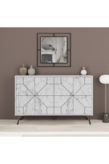 Mourah Home Dune Console – Modern 4-Door Sideboard with Elevated Legs, Storage for Living, Dining, Hallway