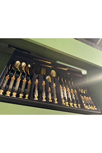 hediye Esterhomedecor 6 Ki 24 Piece Spoon Set Gold Do Not Use the Machine