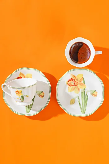 Perotti 16871-2 De Flore 4 Piece Porcelain Coffee Cup Set for 2 People