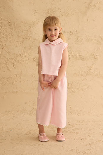 Fahhar Kids Slit Detailed Trousers Suit Pink