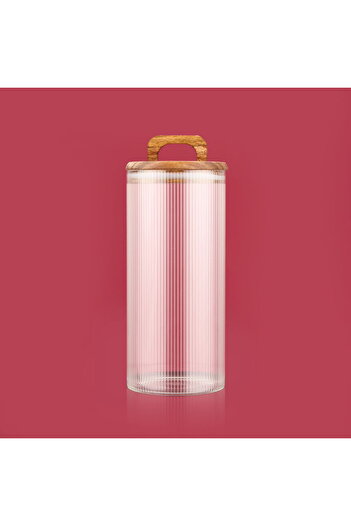 MATMEL Glass Food Container with Acacia Lid - Brown / Transparent - 1500 ml