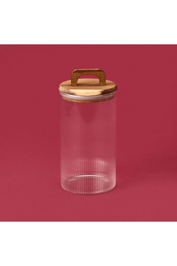 MATMEL Glass Food Container with Acacia Lid - Brown / Transparent - 1200 ml