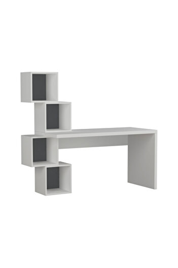 Mourah Home Balance Work Table with Storage – Geometric Open Cubes, Space-Saving Design for Home or Office